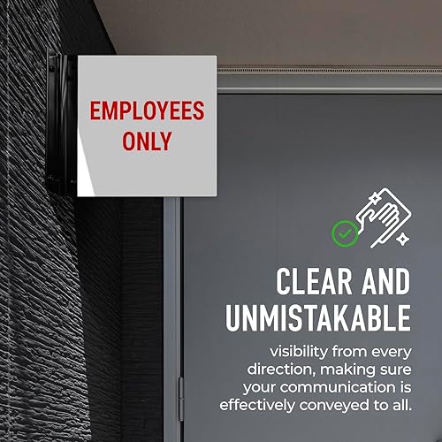 Miniatura 4 de Letrero de proyección de solo empleados, doble cara, 6 x 6 pulgadas, ACM, con accesorio negro satinado, fabricado en Estados Unidos