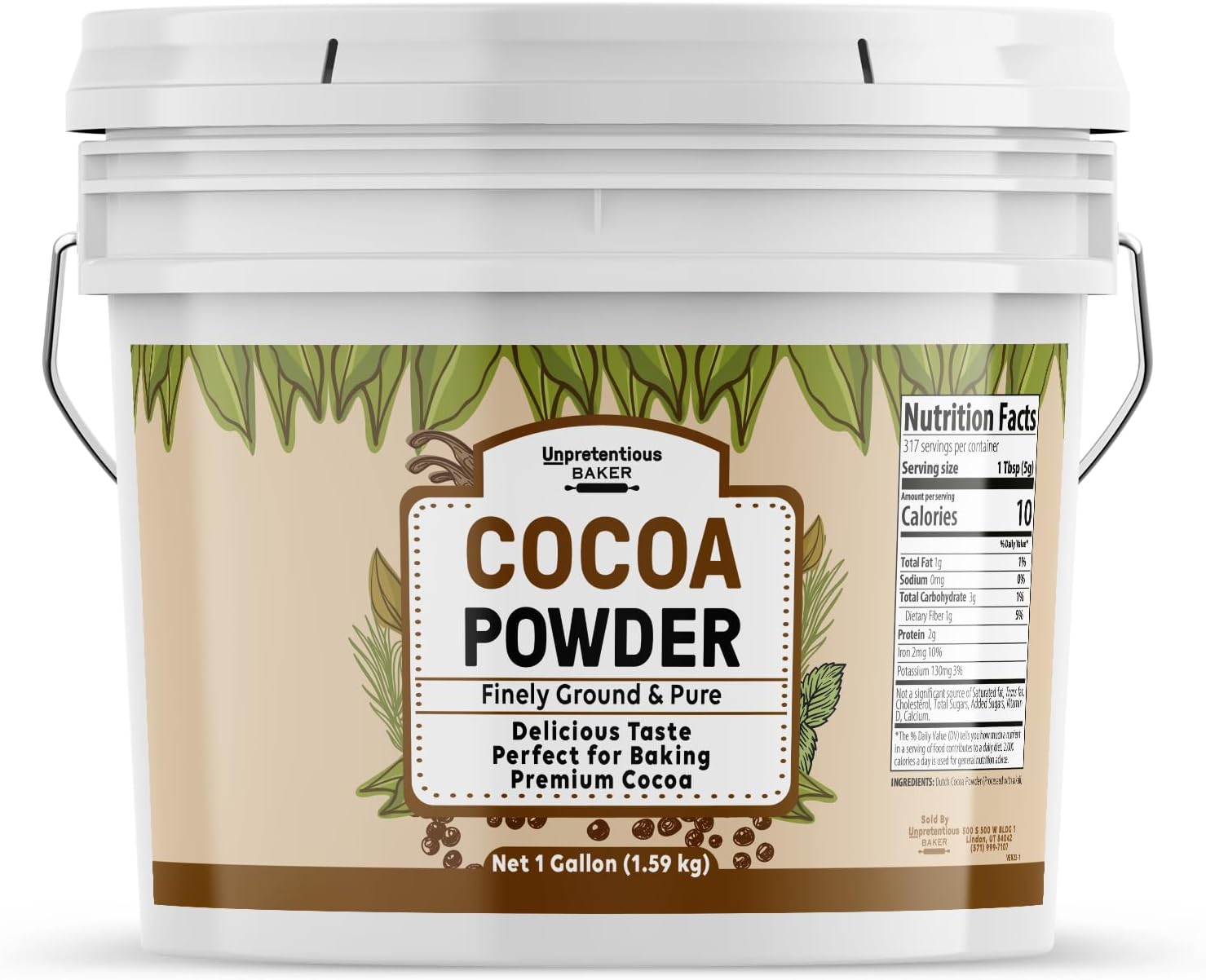 Unpretentious Dutch Cocoa Powder, 1 Gallon Bucket, Brownies, Cookies, Shakes, Food Storage