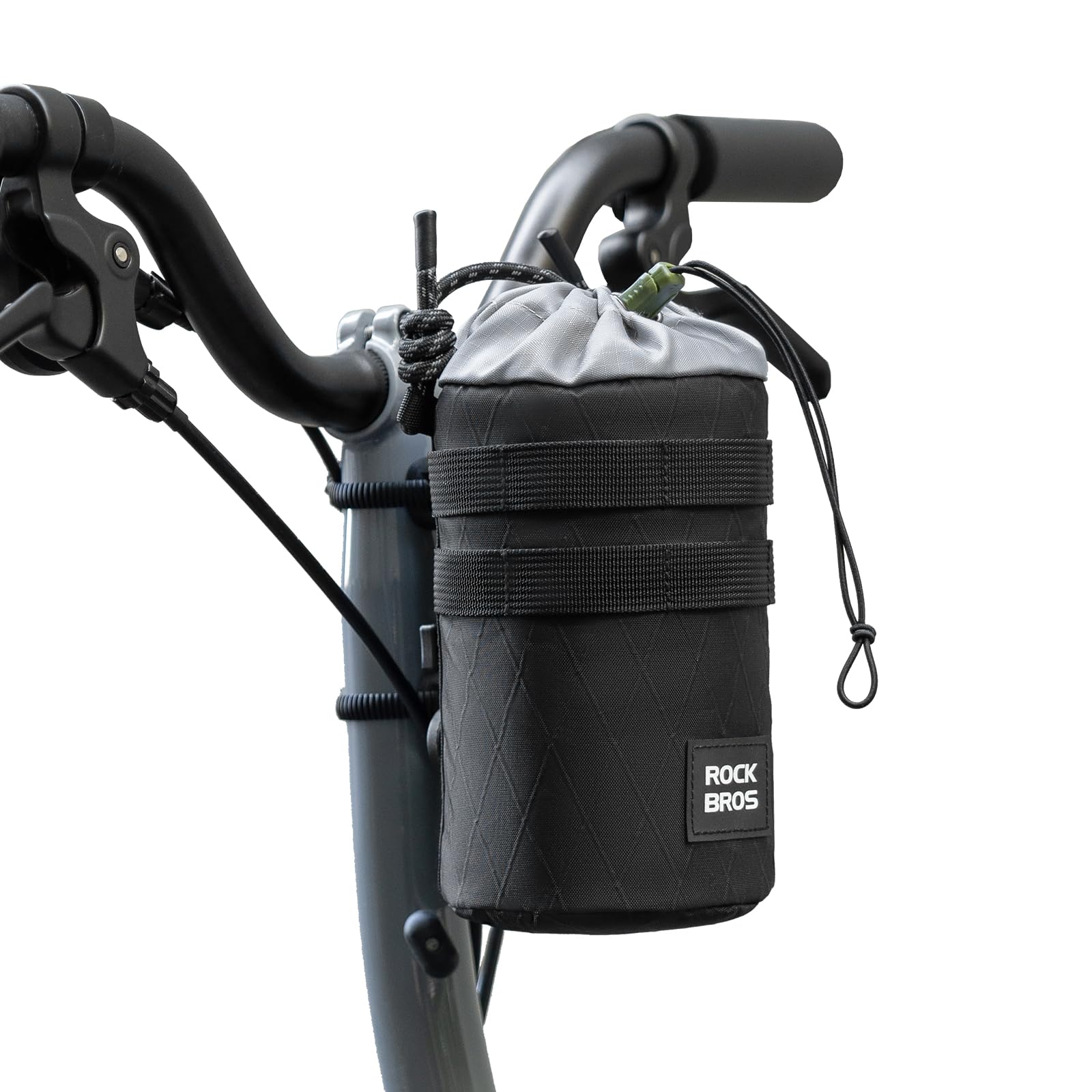 ROCKBROS Borsa per Bottiglie da Bicicletta, Borsa da Manubrio per Borraccia Bici, Portabottiglie Porta Borraccia Termico Regolabile, con Tracolla, per Bici Pieghevole e Scooter, 1,2L, Nero