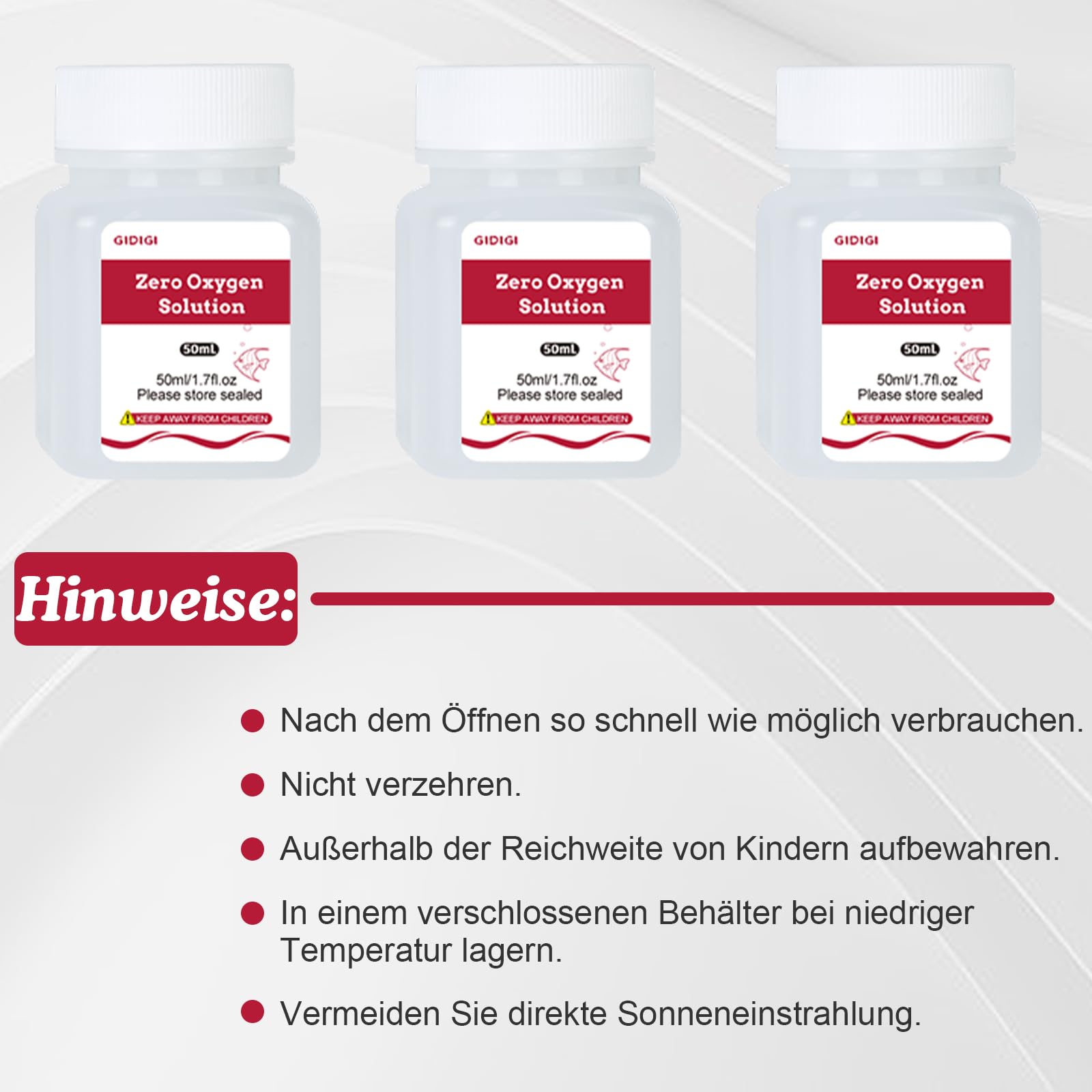Null-Sauerstoff-Kalibrierlösung für Sauerstoffmessgeräte, 4 Flaschen à 50 ml Null-Sauerstoff-DO-Standardlösung, geeignet für alle Sauerstoffmessgerätemarken
