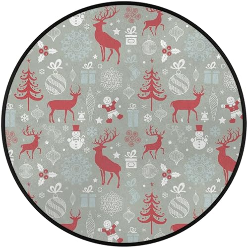 Miniatura 2 de Christmas Elk Xmas 18 Round Area Rug 3ft Machine Washable Circular Rugs for Dining Room Table Bedroom Playroom Throw Rugs for Dog Living Room Floor