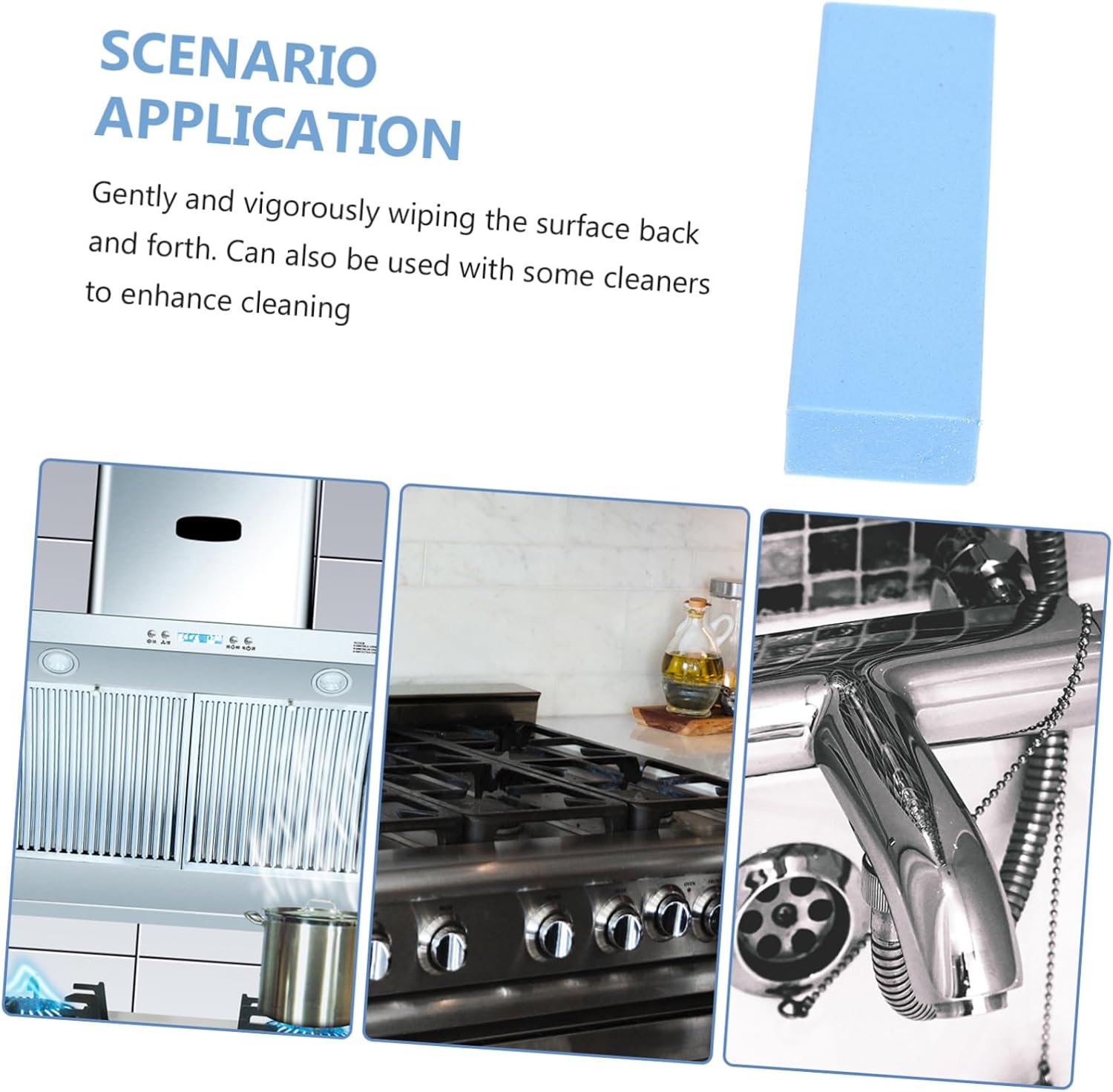 Alipis Rubber Abrasive Cleaning Stone Flat Top Kitchen Bathroom Limescale Blue for Fixtures Lightweight Efficient