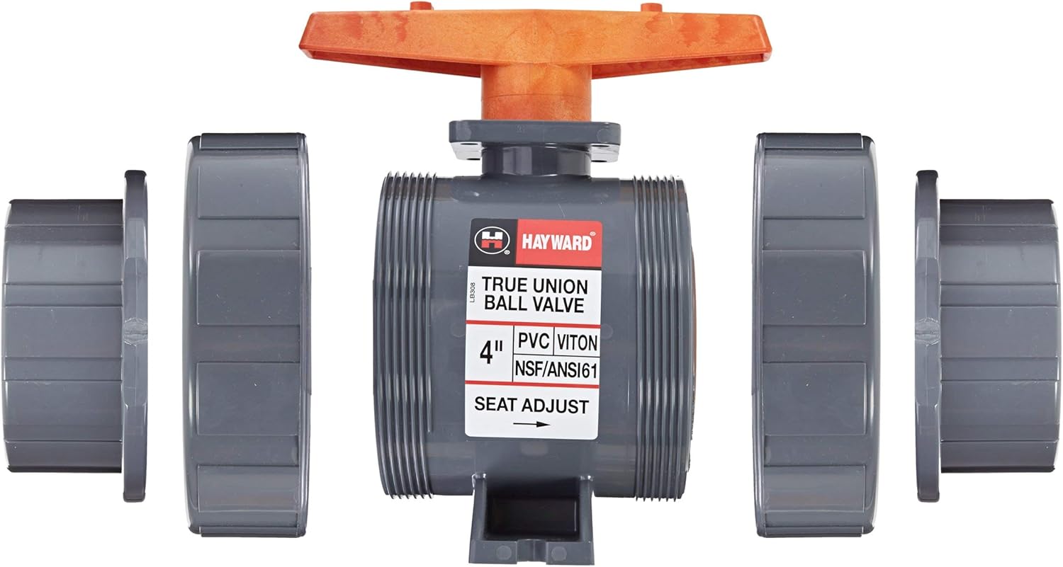 Hayward TB1400S 4-Inch PVC TB Series Ball Valve with Viton Seals and Socket End Connection
