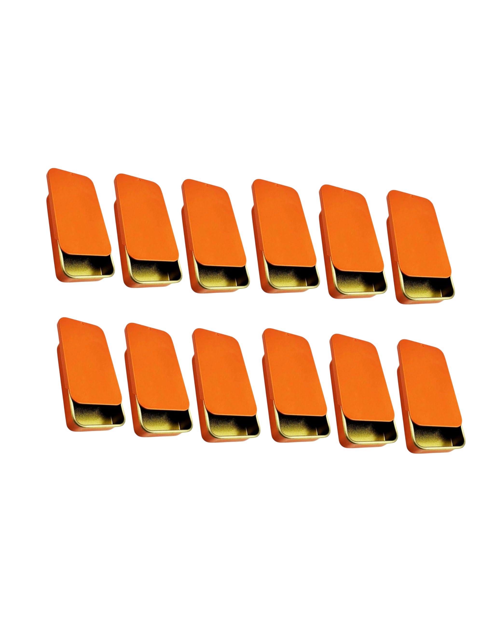 PackDost Aluminium Slide Top Tin Containers, Small Rectangular Metal Box for Lip Balm, Storage, Orange (12)-image-45