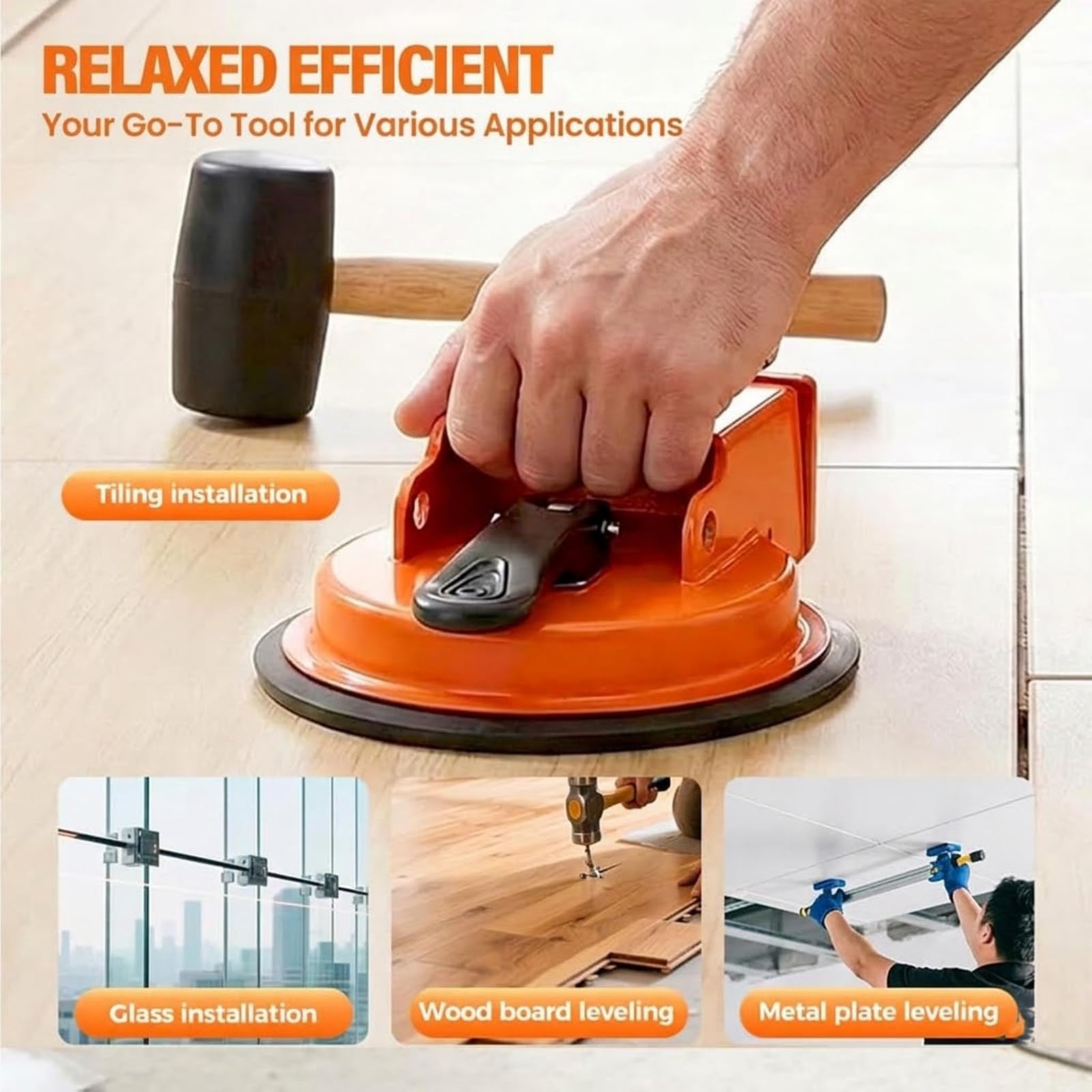 Floor Gap Fixer Tool, Heavy Duty Suction Cup Floor Gap Repair Tool Kit, Laminate Vinyl Hardwood Flooring Gap Fixer with Reusable Grip Pads (Gris)