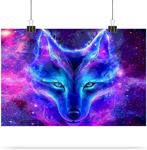 Miniatura 7 de El lobo en una galaxia pegatinas de pared autoadhesivas pintura cuadros arte pared papel pintado para sala de estar dormitorio decoración 15.7 x