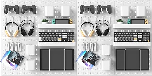 Miniatura 11 de Kit combinado de tablero de clavijas, juego de almacenamiento montado en la pared de 25.2 x 25.2 pulgadas con 4 tableros de clavijas y 20 accesorios