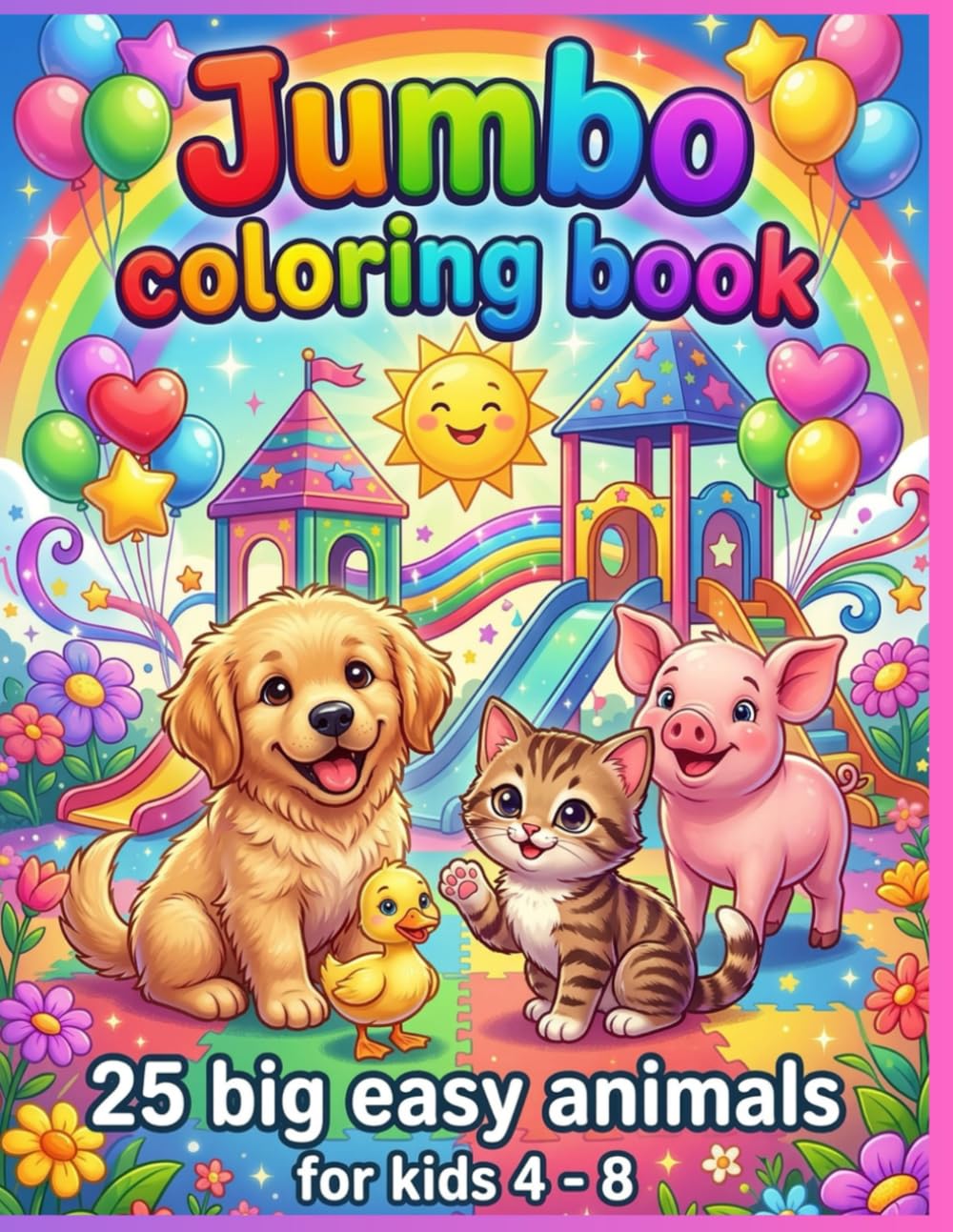 Jumbo Coloring Book: 25 Big and Easy Animals for Toddlers, First Coloring Book for Kids Ages 4-8 , Large Simple Outlines