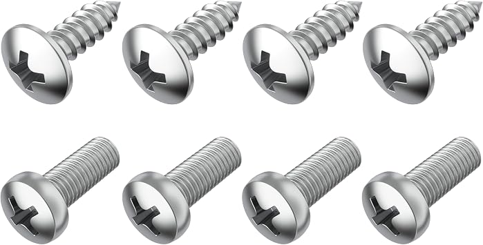 Stainless Steel License Plate Screws for License Plates, Frames, Covers - Rust Proof Licence Plate Screw Set for Front/Rear - Compatible for Nissan & Infiniti Pack of 8L