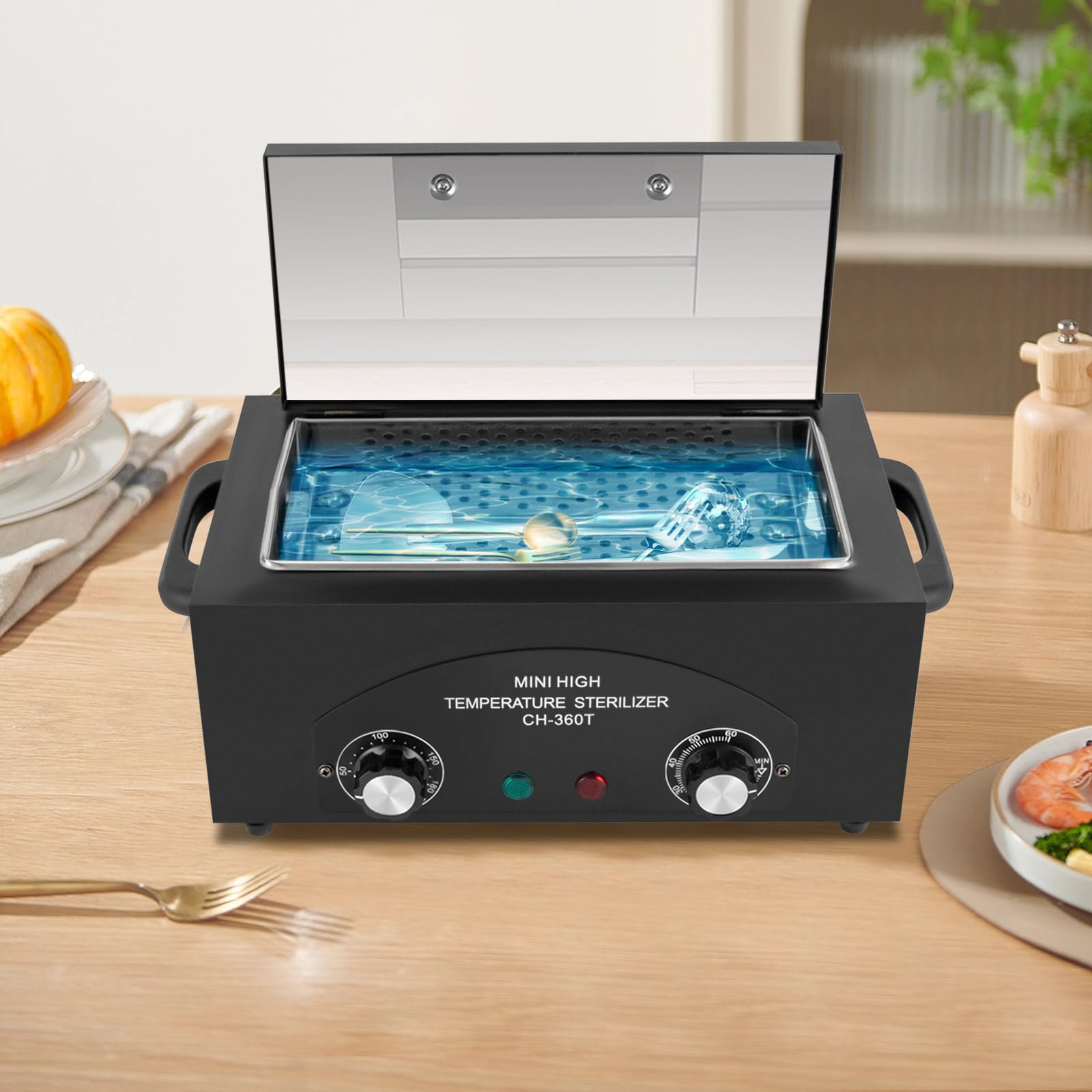 Sterylizator gorącego powietrza 300 W, dezynfekcja z timerem, sterylizator w autoklawie do instrumentów, urządzenie do sterylizacji 1,5 l z wnętrzem ze stali nierdzewnej, idealny do salonów