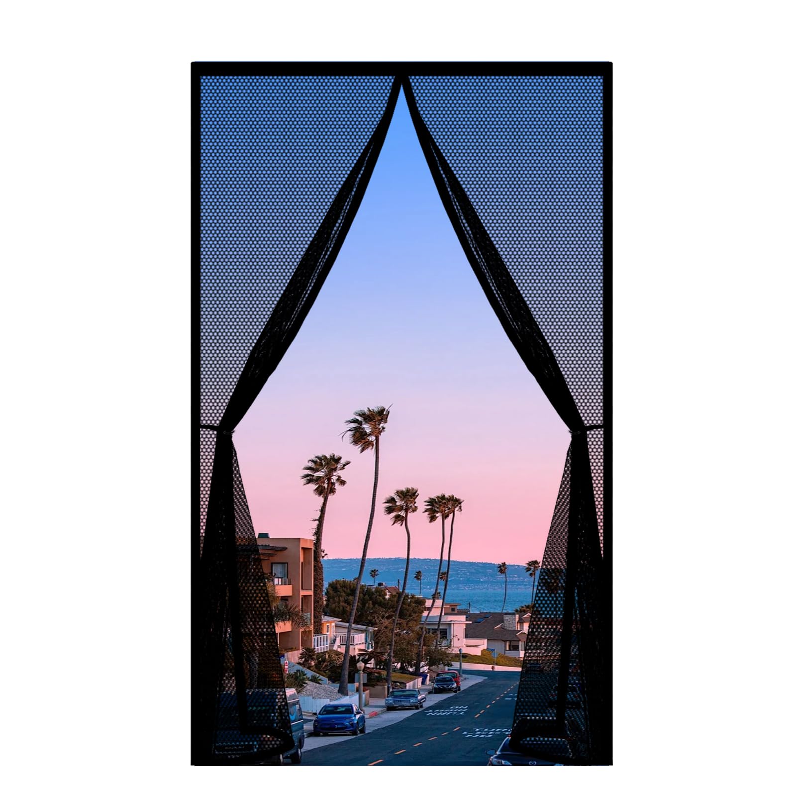Door Fly Screen 245 x 270 cm Keep Bugs Out, Full Frame Magic Tape, Powerful Magnets, Self Sealing, No Drill Installation, Self-Sealing Bug Mesh for Balcony Bedroom Doors, Black