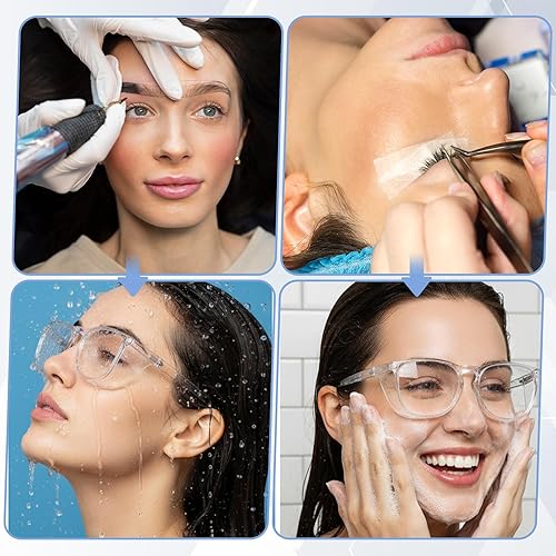 Miniatura 4 de Anteojos de seguridad, 2 unidades, anti niebla, protector de pestañas transparente, gafas de ducha con bloqueo de luz azul, gafas de protección para