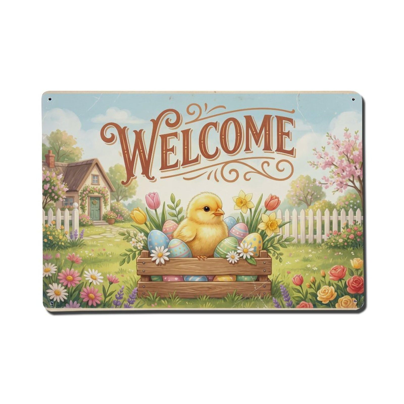 [Vintage Welcome] Chick Easter Joy Metal Tin Sign