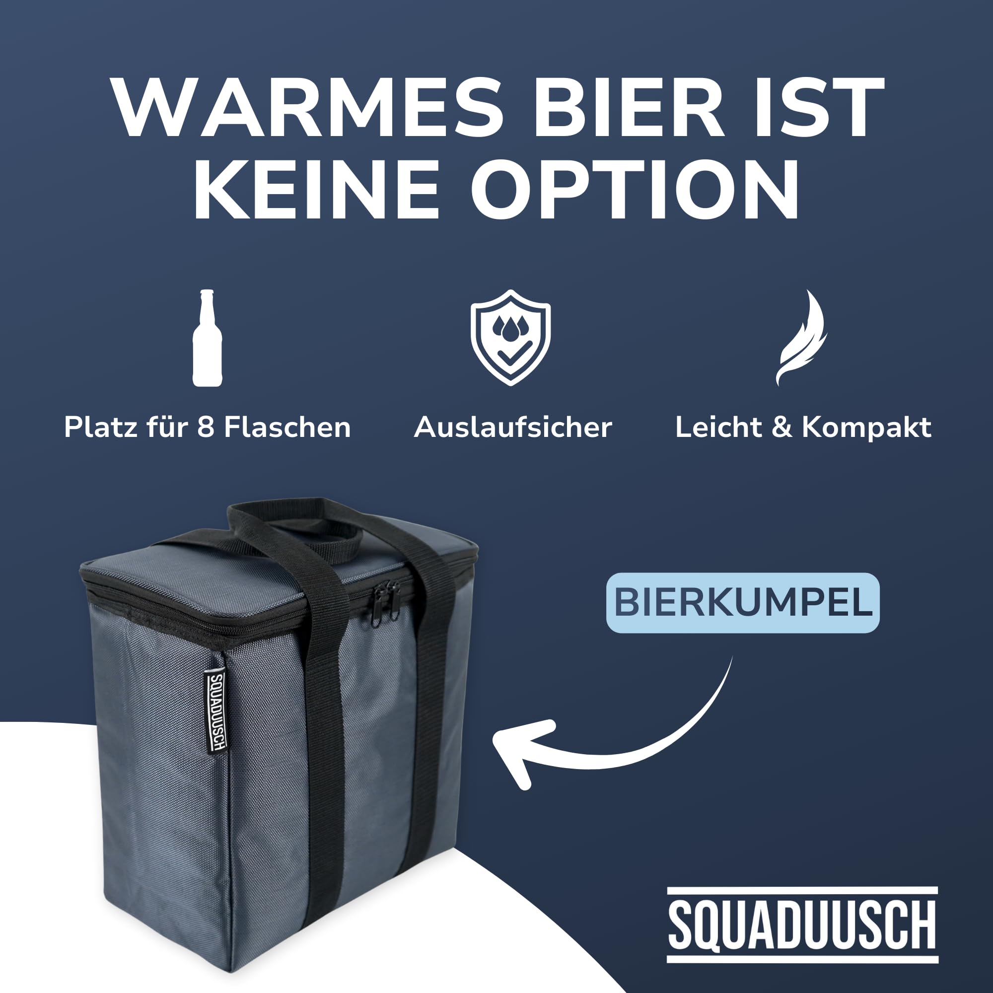 BIERKUMPEL - Kühltasche für Bierflaschen und Bierdosen – Faltbare, isolierte Thermotasche für Getränke – leicht & robust – ideal für Grillen, Party, Festival & Camping