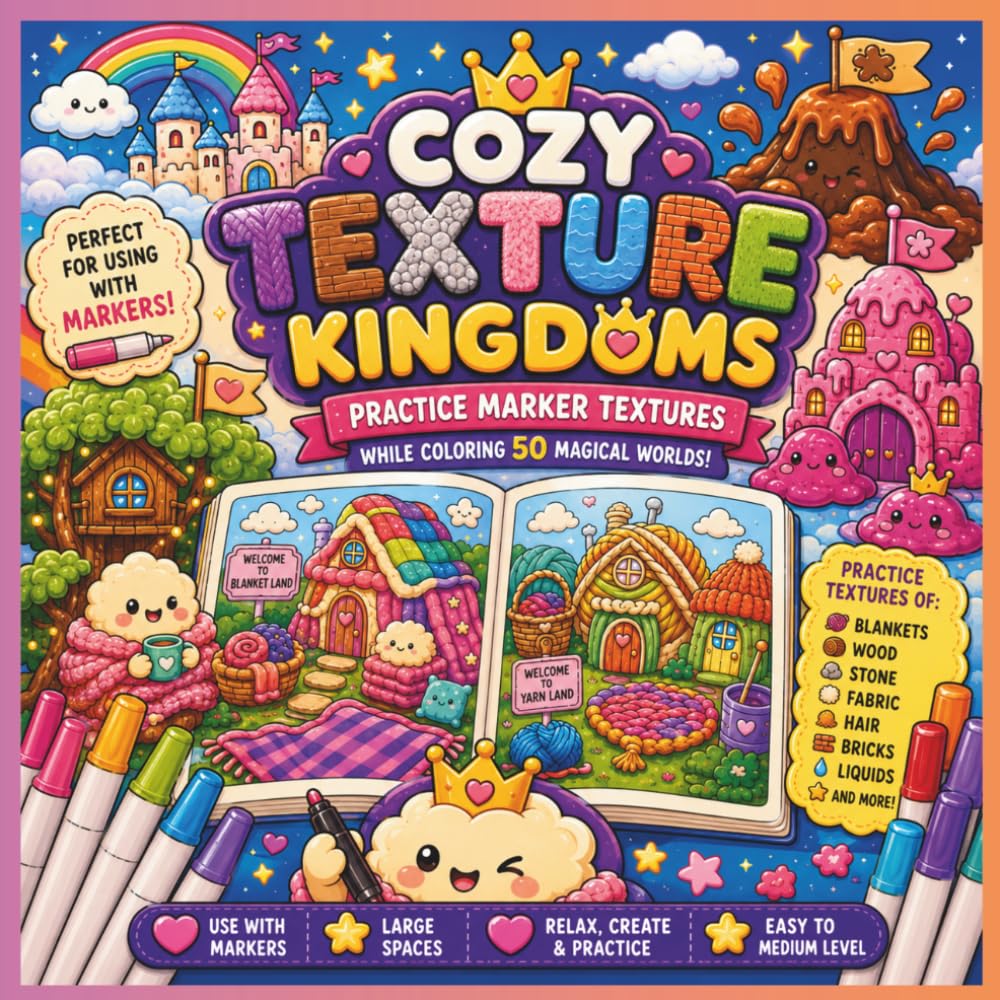 Cozy Texture Kingdoms: 50 Cozy Fantasy Kingdoms Full of Amazing Textures