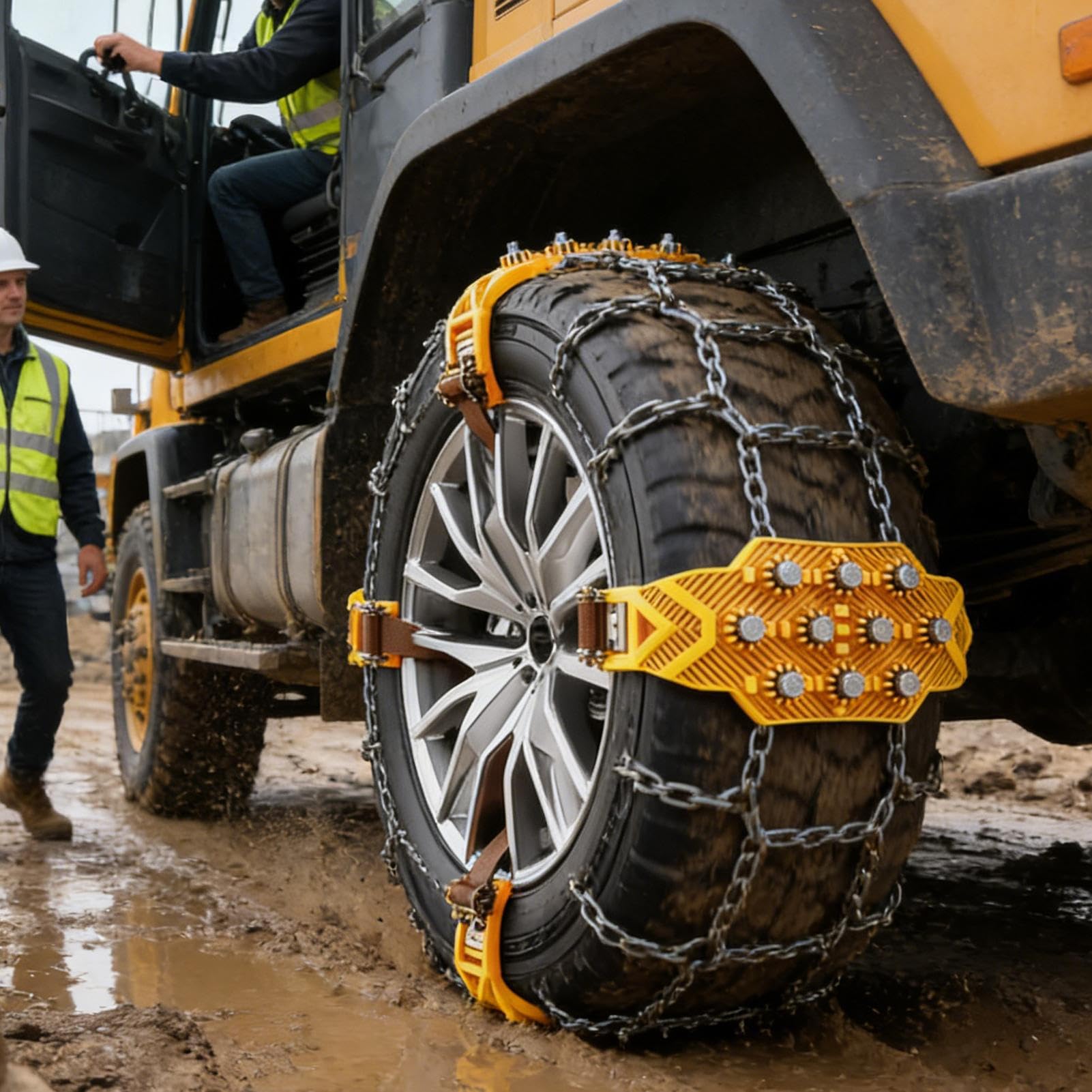 Samochodowe Łańcuchy Śniegowe do Opon 8-Częściowy Zestaw Dla Lepszej | Regulowane Przeciwpoślizgowe Wzmocnione Łańcuchy Na Opony Dla SUV Ciężarówek Pickupów Vanów