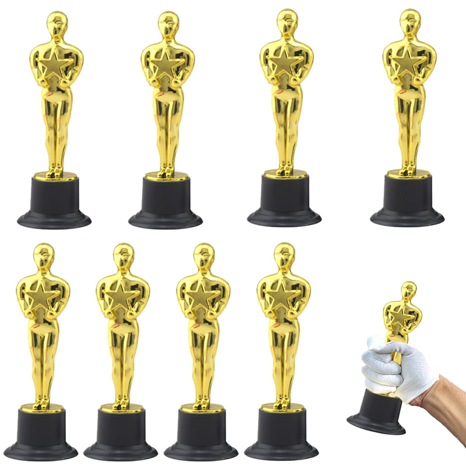 Trofeo de Oro Estatuas Plástico 8 Piezas 15 cm para Ceremonia de Premios Fiesta Deportiva