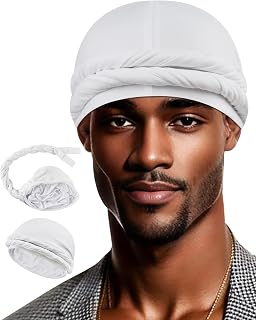 Durag turbante con forro de satén mejorado para hombres y mujeres, gorro de dormir preatado para la pérdida de cabello