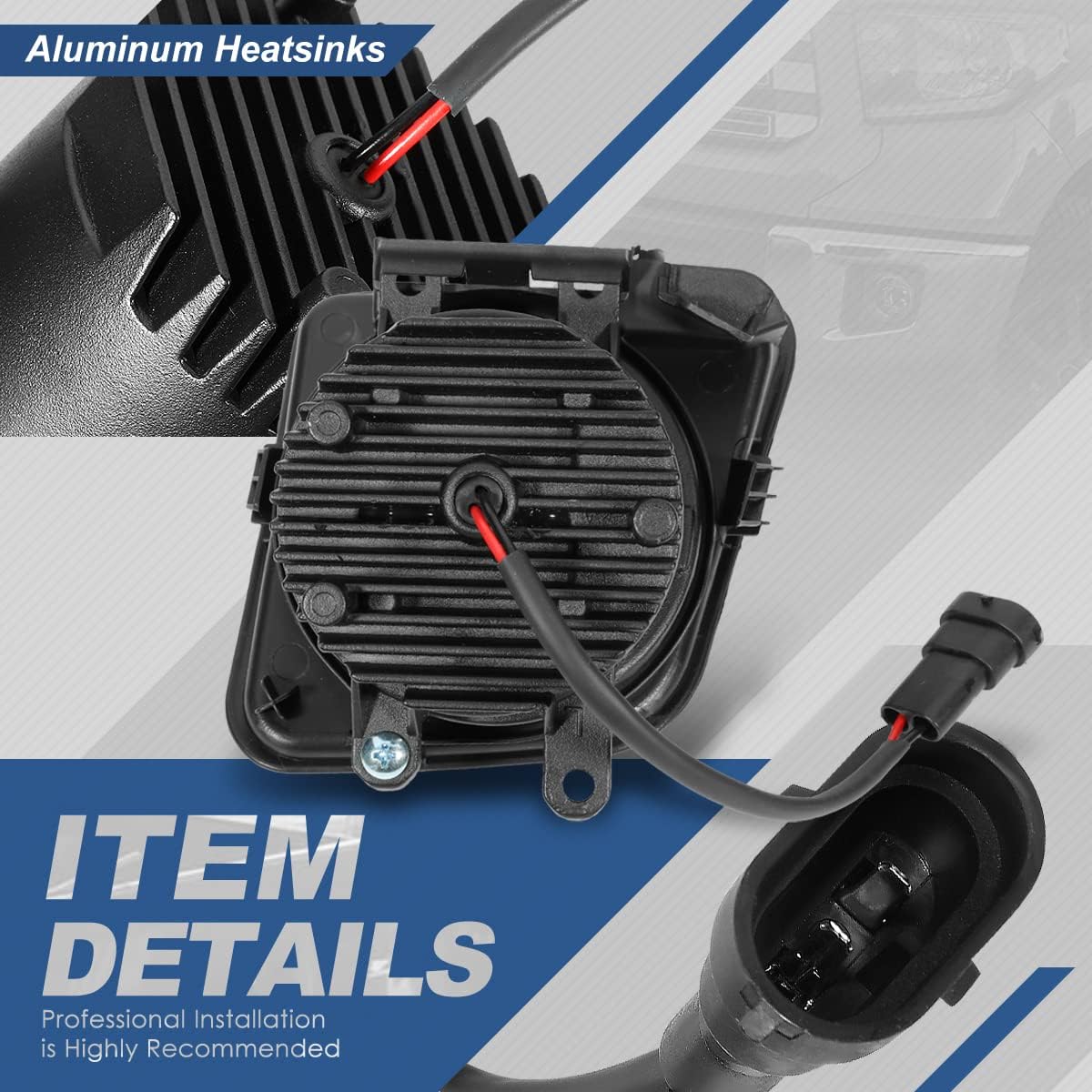 Auto Dynasty Full LED Projector Fog lights Compatible with 2014-2021 Toyota Tundra, Fog Light Lamps with Switch and Bezels, Driver and Passenger Side, Smoked Lens