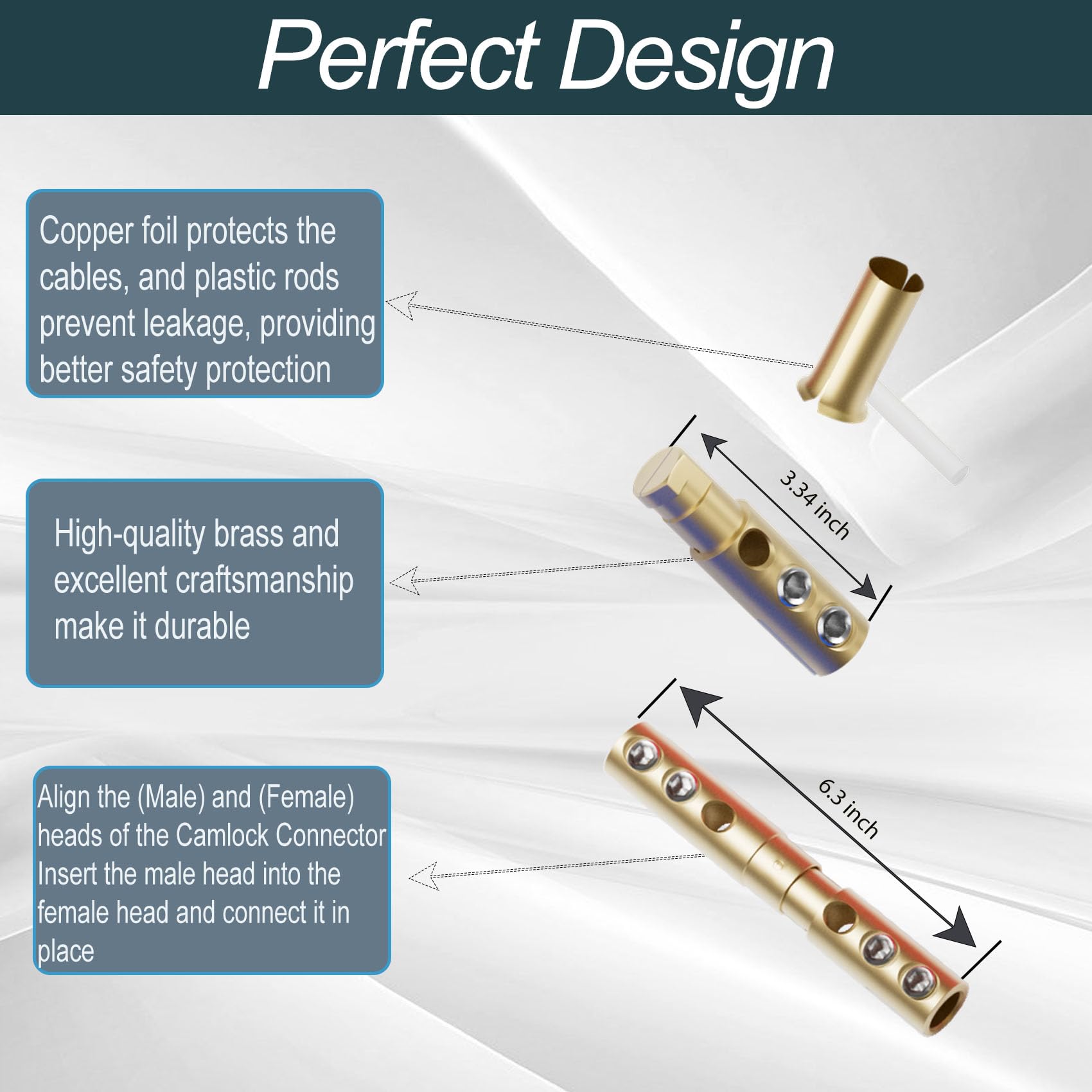 CLS40 - Conector de alimentación de bloqueo de leva CLS40 400A, juego de cables Camlock con 5 machos y hembras para cable de distribución de alimentación, cable de bloqueo de leva 2/0-4/0, conectores