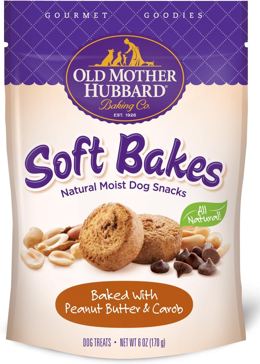 Old Mother Hubbard Gourmet Goodies Soft Bakes Natural Dog Treats, Peanut Butter & Carob, 6-Ounce Bag