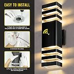 Square Up & Down Wall Lights 2 Pack, Outdoor Wall Lights Exterior Light Fixtures Wall Mount, Up Down Porch Lights Outdoor for House Garage
