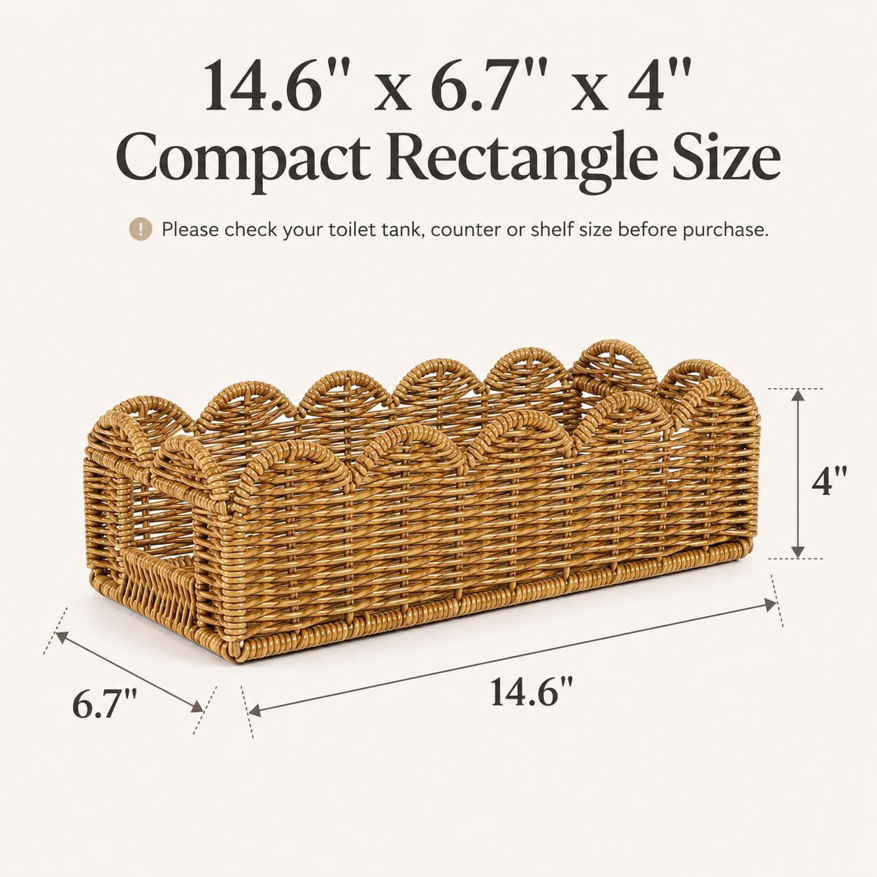 Scalloped Toilet Paper Basket for Toilet Tank, Water-Resistant,2PK image 4
