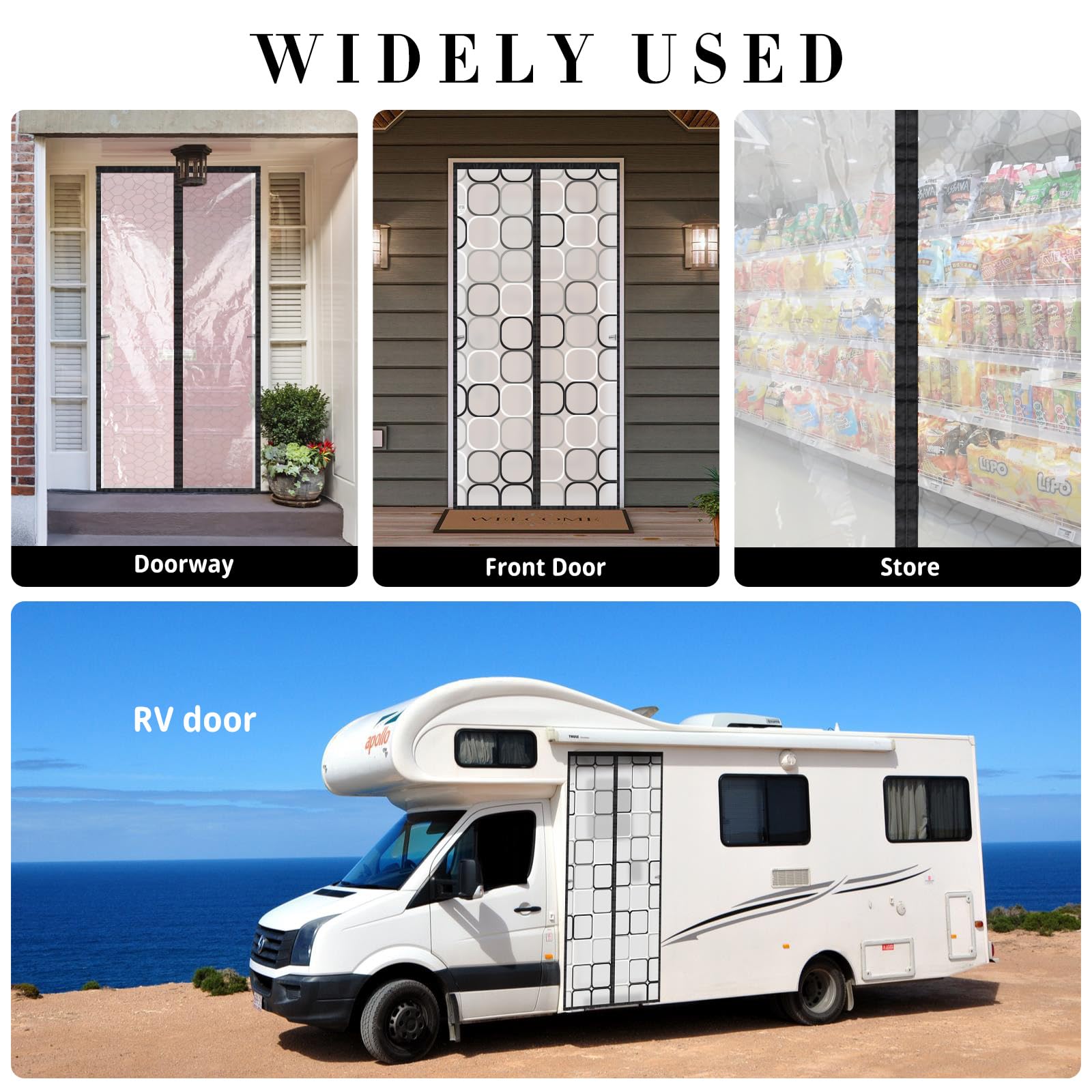 SWAWIS 100x200cm Cortina Térmica Magnética para Puertas in EVA Material, Resistente al Frío y Aislante Térmico Impermeable y Cortavientos, con Velcro, para Balcón Cocina Dormitorio(Patrón a Cuadros)