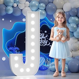 Big Marquee Light-up Letter Decorations: 4 Feet Tall Large Letters J Marry Me Proposal Baby Shower Alphabet 4FT Sign Graduation Party Wedding Engagement Anniversary HOCO Decor Mosaic Balloon