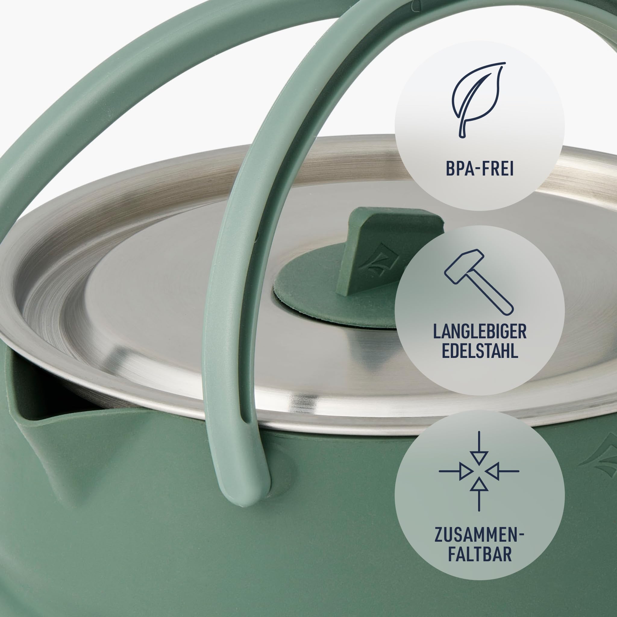 Sea to Summit - Detour Kettle 1,6L - Zusammenfaltbarer Campingkessel - 2 Personen - Platzsparender Wasserkocher mit Griff - BPA-frei - Camping-Kochgeschirr aus Edelstahl & Silikon - 436 g