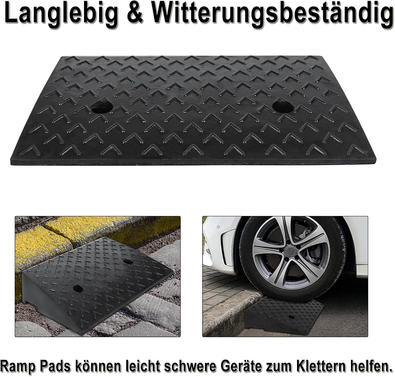 XMTECH Rampa do krawężnika zestaw 2 szt. gumowe rampy o wysokości 10 5 cm rampa dla wózków inwalidzkich rampa progowa do samochodu motocykla wózka inwalidzkiego chodzika