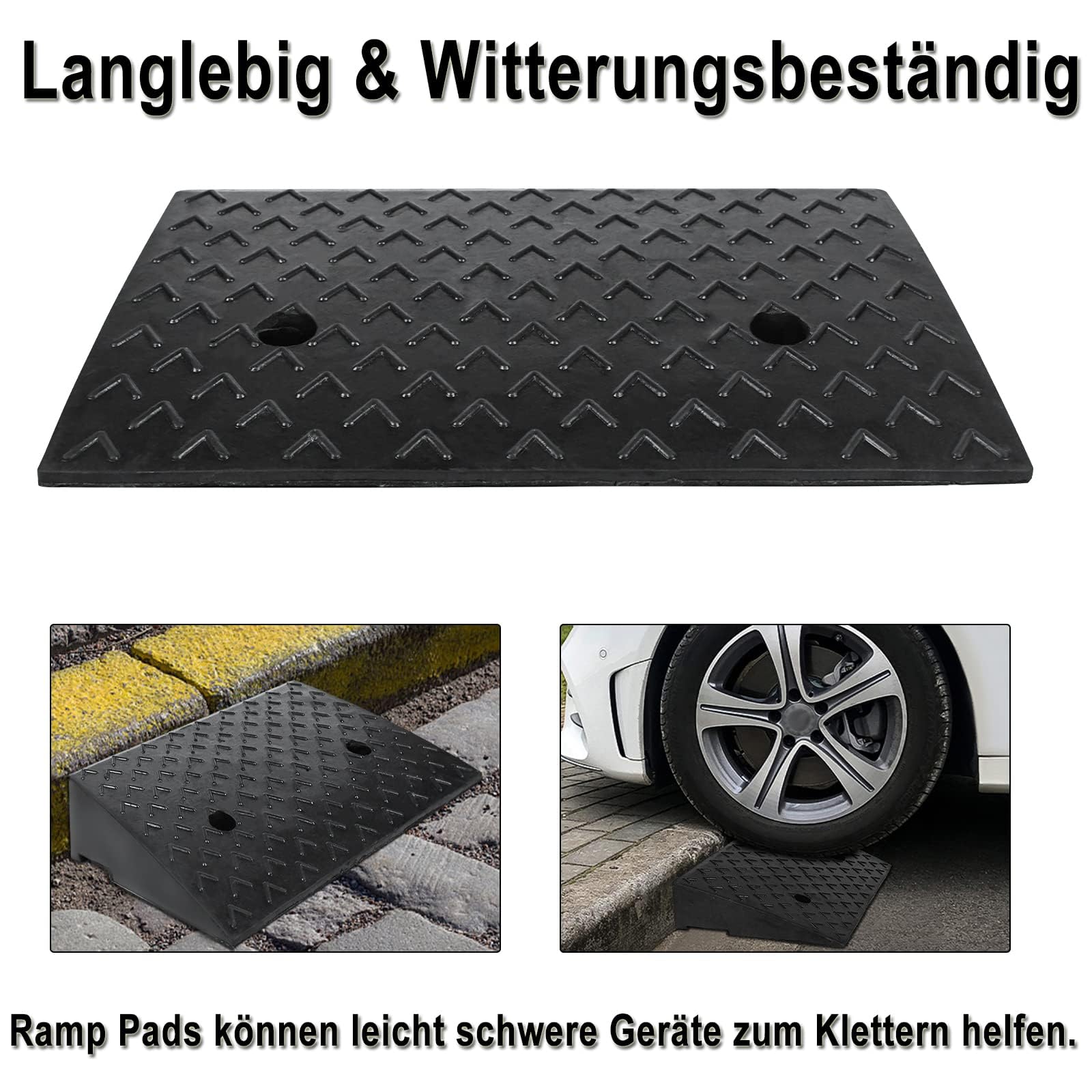 XMTECH Juego de 2 rampas de goma para bordillos, 10,5 cm de alto, rampa para silla de ruedas, rampa de umbral de puerta, rampa para coche, moto, silla de ruedas, andador