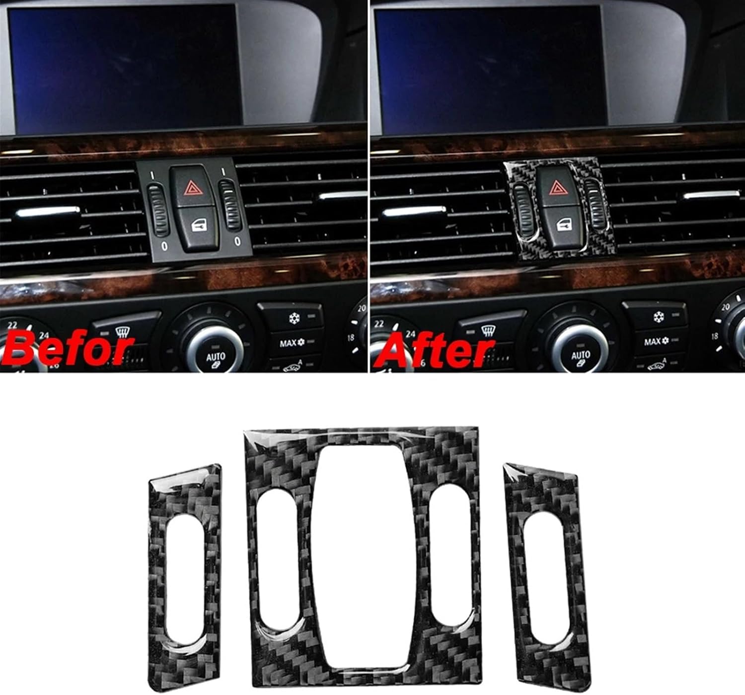 for bmws 5 Series E60 E61 2004 2005 2006 2007 2008 2009 2010 Carbon Fiber Car Interior Center Control Air Vent Outlet Cover Trim
