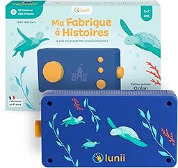 Lunii - Ma Fabrique à Histoires Limited Edition Ocean + 1h41 of stories to compose included to download, Interactive Storybox for Children from 3 to 8 Years Old - Storyteller made in France