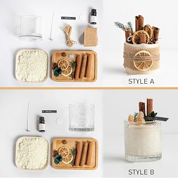SimpleVibesXinPuwei DIY Lemon Cinnamon Pillar Wax Material Kit - Festive Handmade Activity Scented Wax Crafting Set (A)