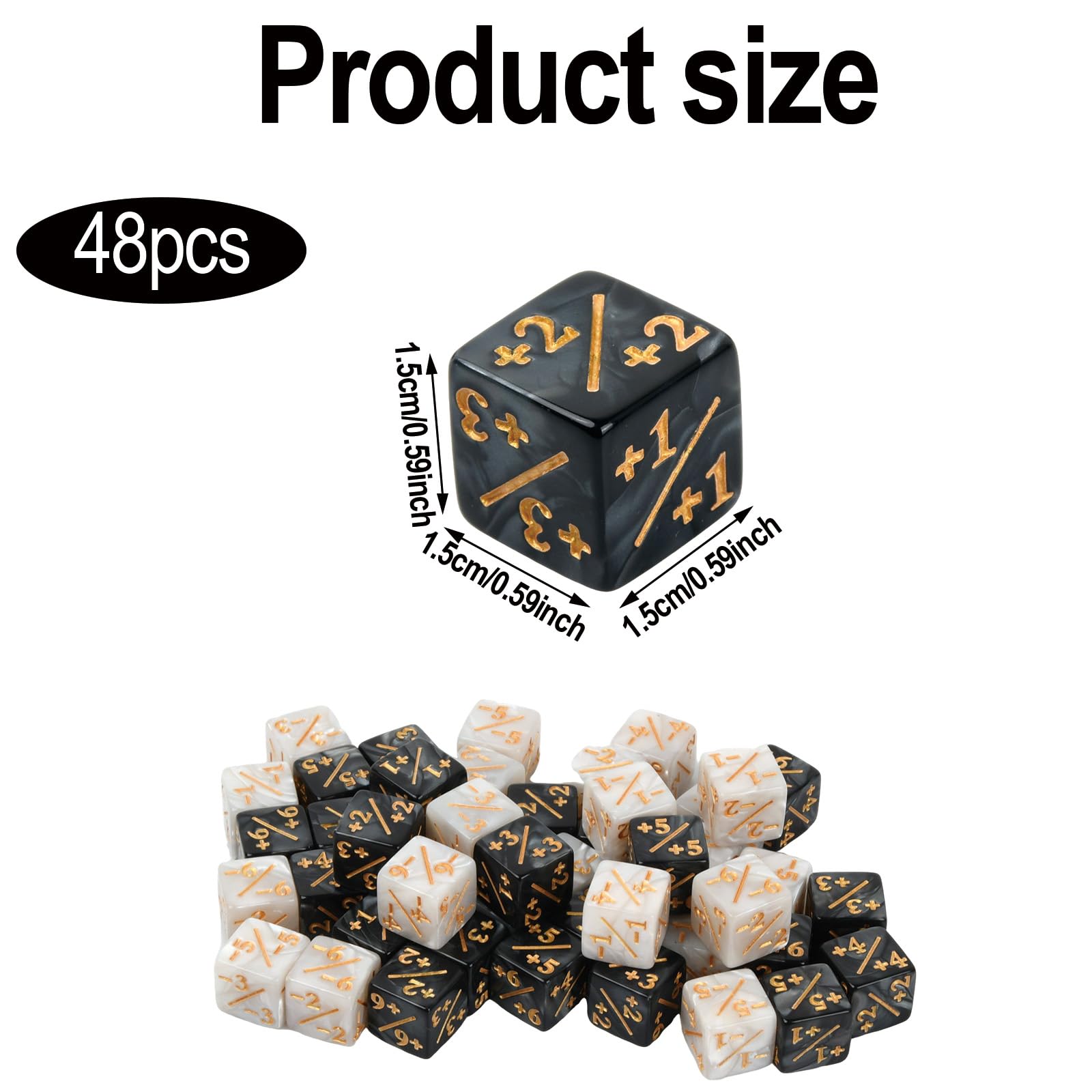 48 Pièces Jeton de Compteur de Dés,16 mm Dés de Fidélité de Cube avec Sacs de Rangement Compteurs de Dés Compatible avec MTG, CCG, Accessoire de Jeu de Cartes, 2 Styles (Noir et Blanc)
