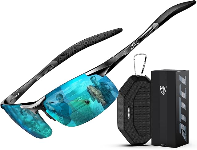 ATTCL Polarized Sunglasses for Men Driving: UV400 Protection Lightweight AL-MG Frame Fashion Square Sun glasses Travel Hiking