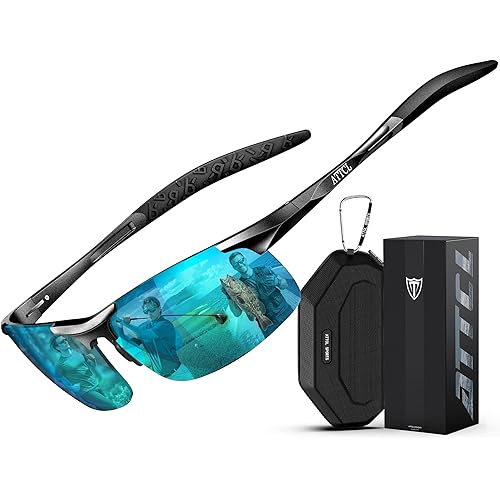 ATTCL Polarized Sunglasses Men Sports: UV Protection Anti Glare Wrap Around Lightweight Metal Driving Fishing Golf Running