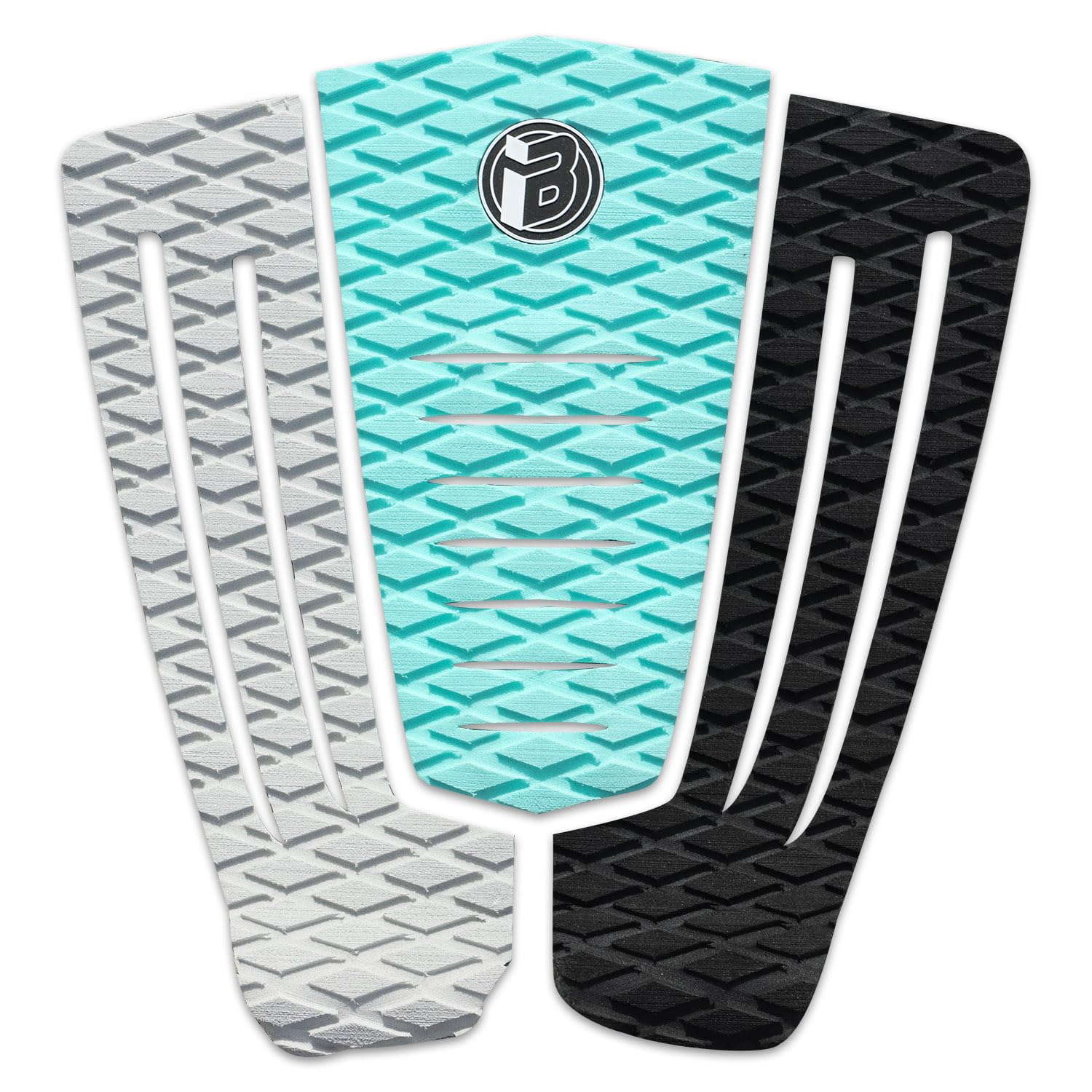 Rokia R 3 Pieces Surfboard Traction Pad EVA foam Surf Traction Pad with 3M Adhesive Non-Slip Sup Deck Pad Fit for Surf Tail Pad Fish, Surfboards, Skimboard, Longboard, Shortboard
