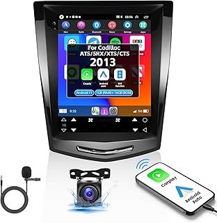 CAMECHO 2G+32G Android 11 Car Stereo for Cadillac ATS/SRX/XTS/CTS 2013 Wireless Apple CarPlay Android Auto GPS Navigation 9.7 Inch HD Vertical Touchscreen Bluetooth FM/WiFi/HiFi + Backup Camera Mic