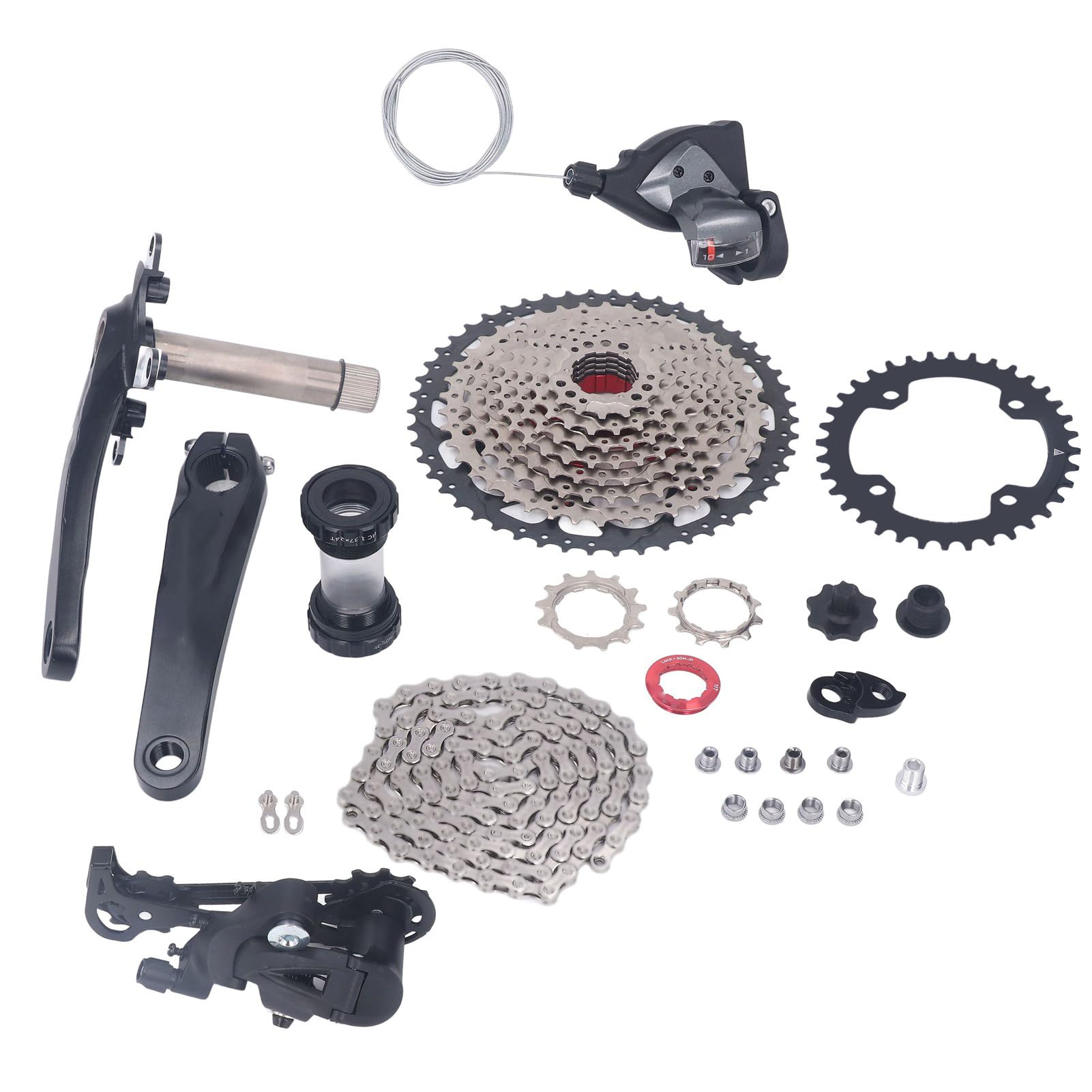 Kit cambio velocità bici 10 velocità 50T volano pignone deragliatore posteriore per mountain bike bici da strada cambio fluido manovella in lega di alluminio set ingranaggi corona (Corona 36T)