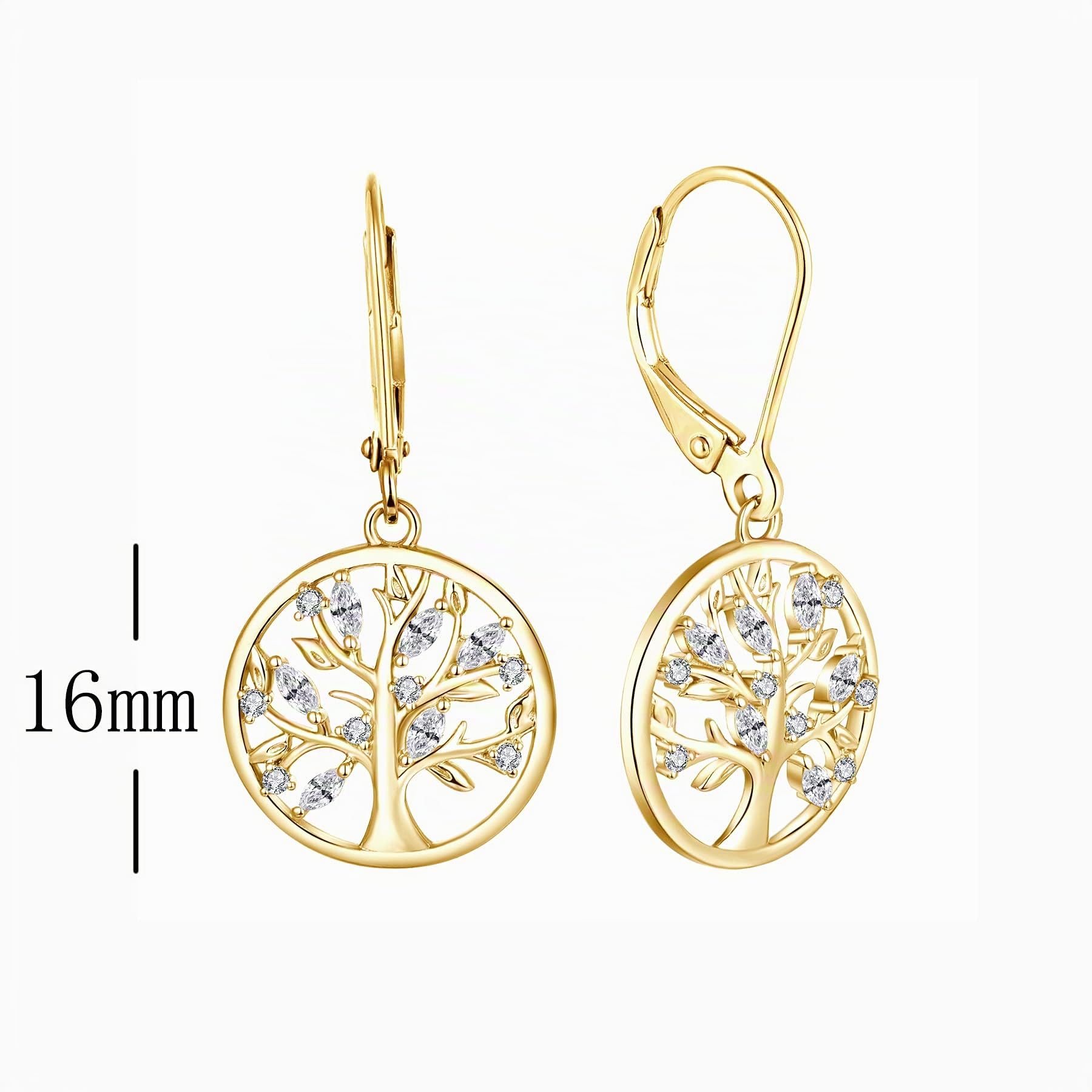JO WISDOM Damen Ohrringe Hängende Baum des lebens Silber 925,Ohrhänger Lebenbaum mit 5A Zirkonia Kristall,Schmuck für Frauen
