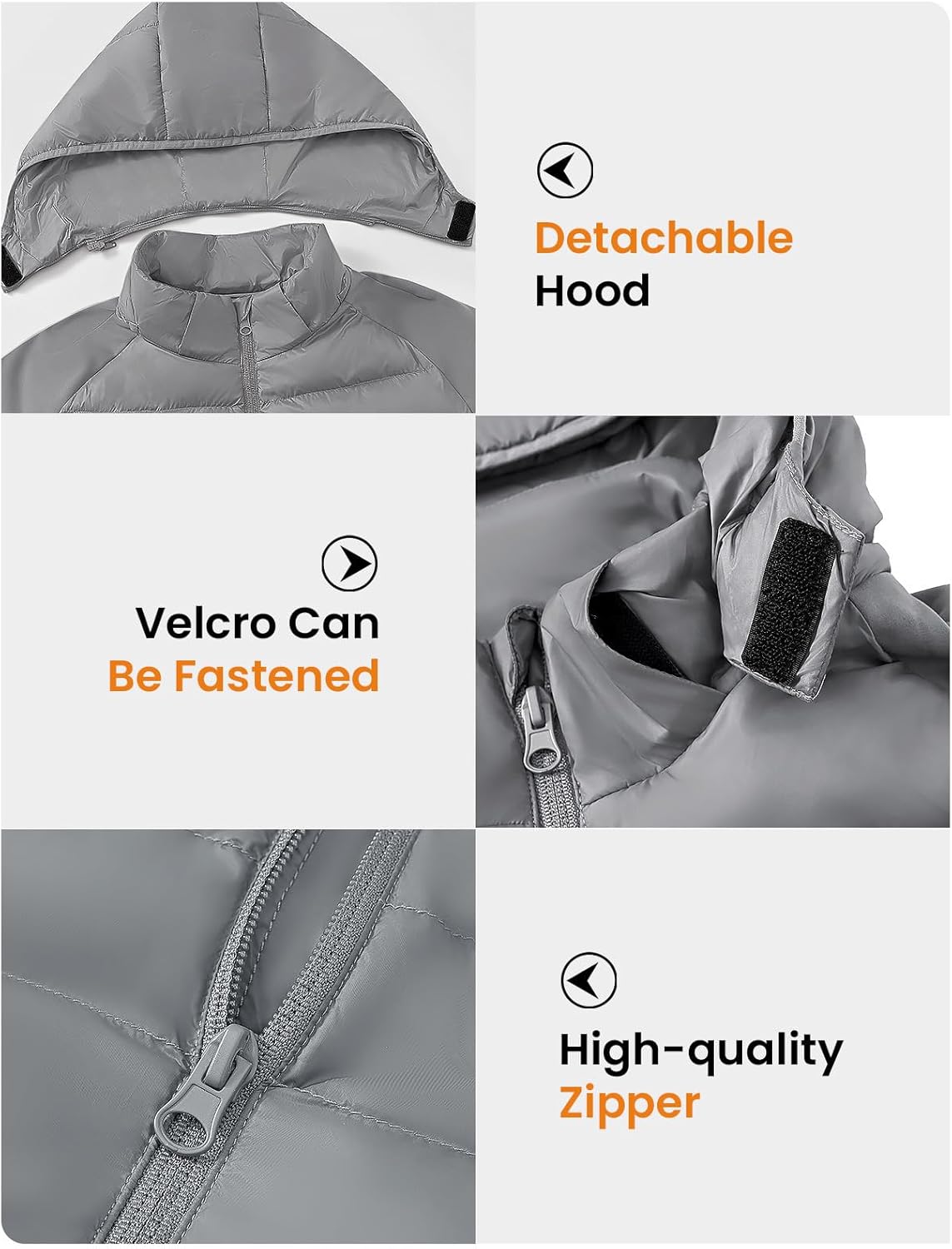 Rdruko Men's Insulated Running Jacket Hybrid Lightweight Puffer Jacket Detachable Hood Warm Winter Coat Hiking Golf - Image 3