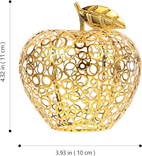 Miniatura 2 de Abaodam Adorno de metal de manzana, decoración de árbol de Navidad, decoraciones doradas de hierro dorado y plateado, estatua artificial de manzanas