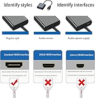 Vista 7 de SZFUDIGO - Adaptador HDMI a VGA con audio de 0.138 in y alimentación micro USB, adaptador HDMI a VGA chapado en oro (hombre a hembra) compatible