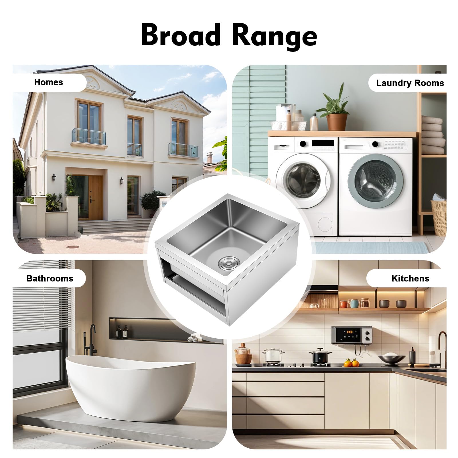 Lavabo da pavimento in acciaio inox 304, 56 x 48 x 28 cm, lavello | 48 x 40 x 20 cm, dimensioni interne: 48 x 40 x 20 cm, 10 kg. acciaio inox 304, cestello filtro, 4 piedini in plastica