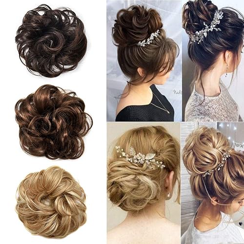 Extensiones de cabello sintético con banda de goma elástica, extensiones de cabello sintético con banda elástica para coleta de caballo despeinadas