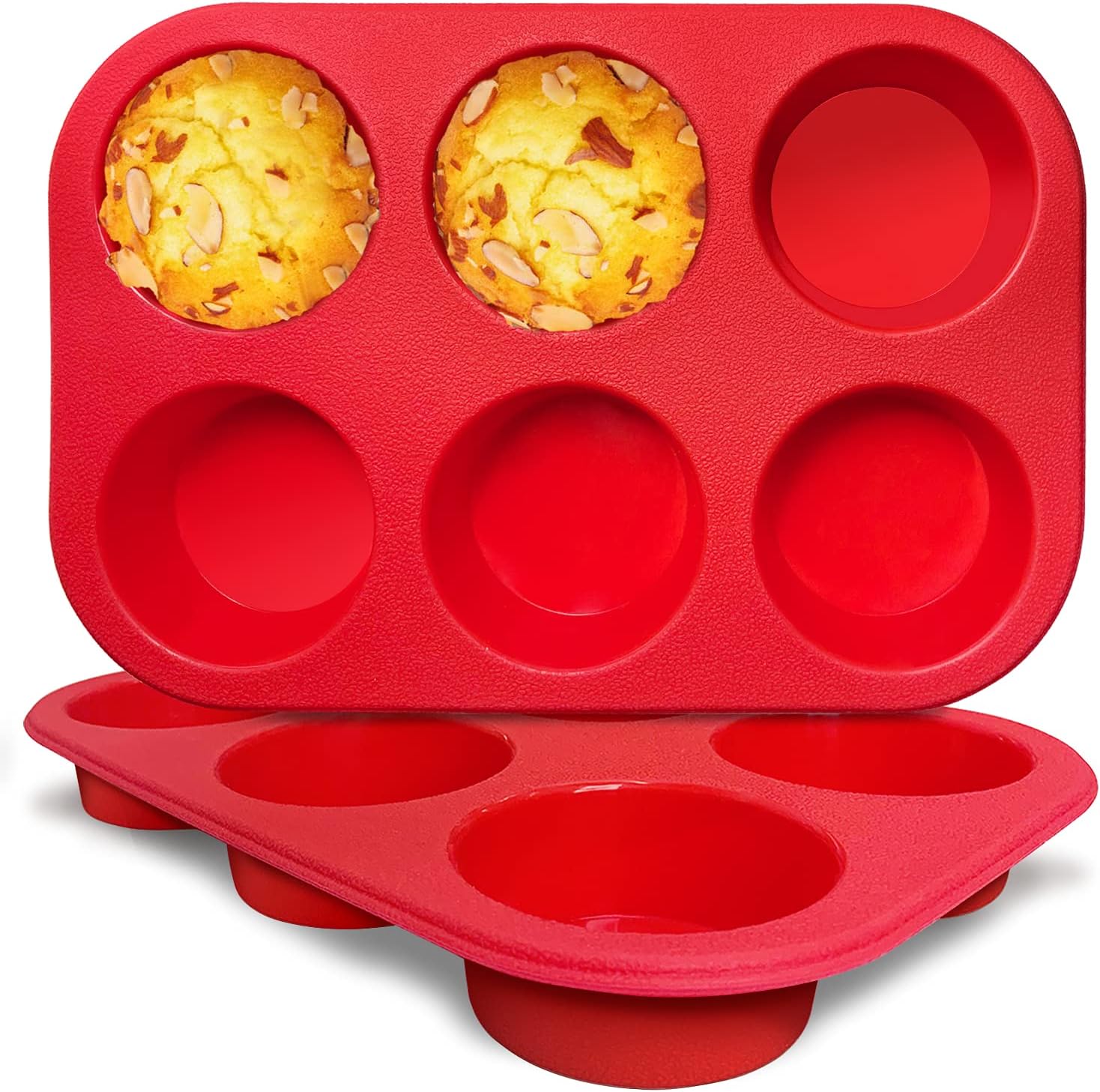 Ydeapi Silicone Muffin Pan - Non-Stick 6 Cups Cupcake Pan, BPA Free and Food Grade, Muffin Baking Pan, Great For Baking Muffin Egg Bites and Cupcakes 2pcs