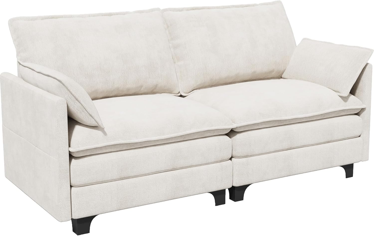 71.9" Loveseat Modular Sectional Sofa, Chenille Cloud Couch with Armrest Pillows, Modern 2 Seater Deep Seat Couches with Side Pocket for Living Room, Bedroom and Apartment, Beige