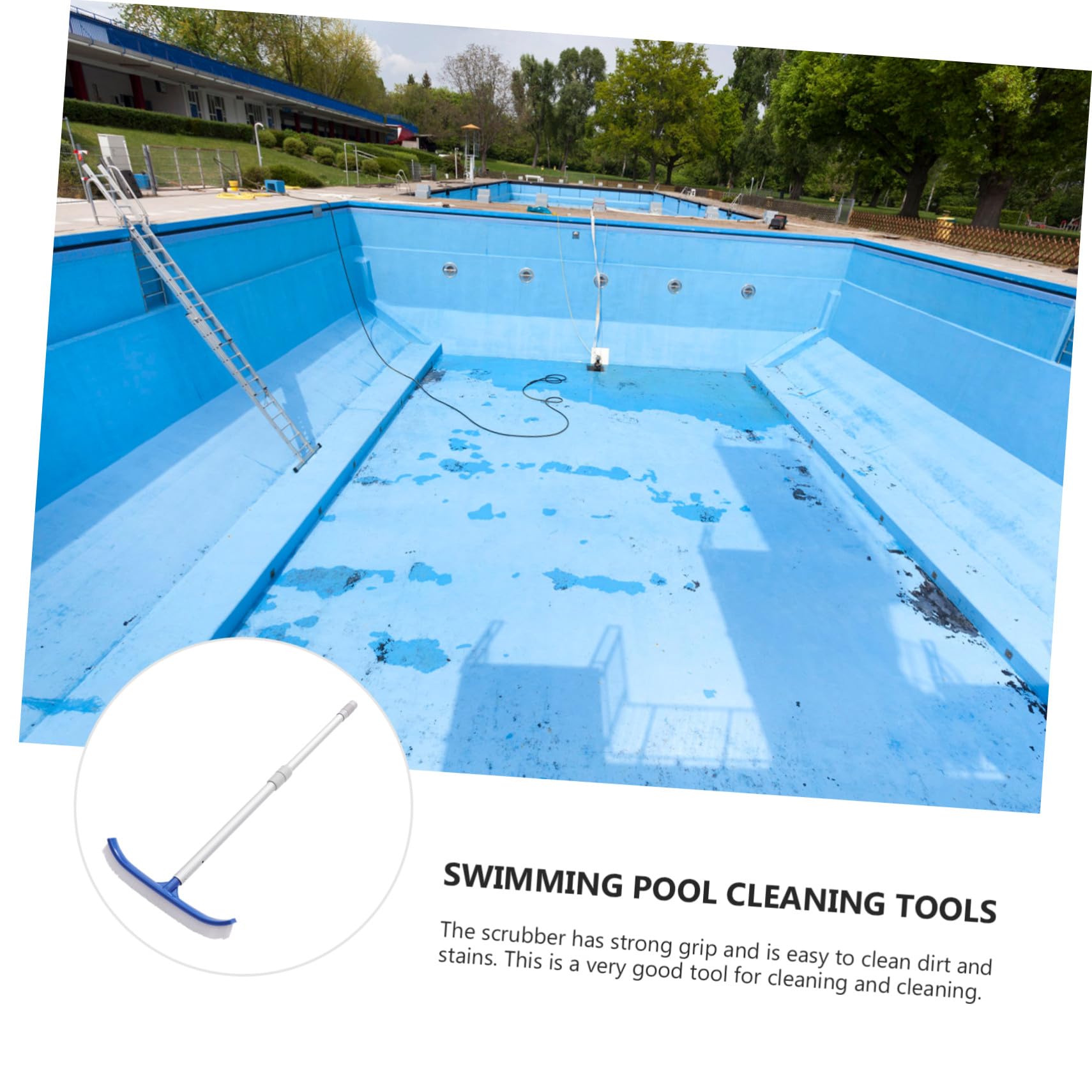Cepillo para Piscina Abs Azul de Mango, 1 Juego Cerdas Largas